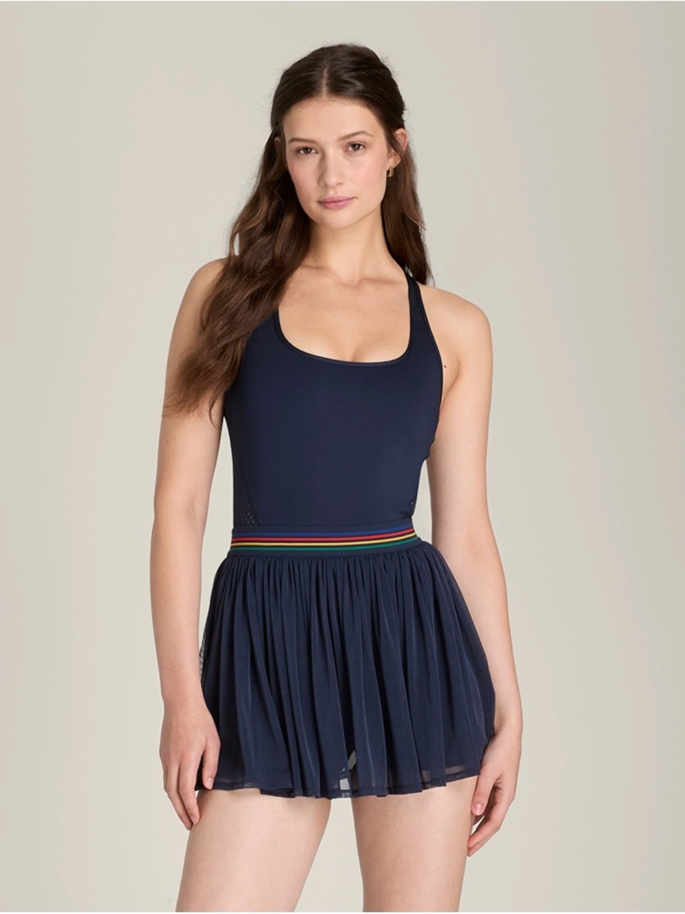 Wilson Navy Mini Activewear Tennis Dress with Rainbow Waistband 🎾👗✨